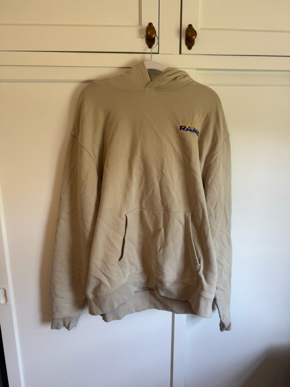Malbon x Rams Beige Hoodie with Small Chest Logo